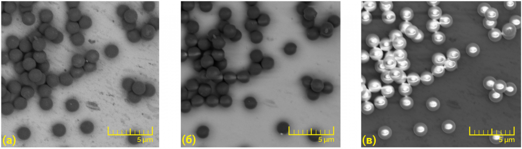 Изображения полистирольных шариков на кремниевой подложке