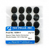 Двухсторонние электропроводящие углеродные диски повышенной чистоты диаметром 12 мм, 120 шт./уп.